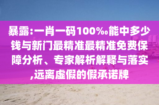 暴露:一肖一碼100‰能中多少錢(qián)與新門(mén)最精準(zhǔn)最精準(zhǔn)免費(fèi)保障分析、專(zhuān)家解析解釋與落實(shí),遠(yuǎn)離虛假的假承諾牌